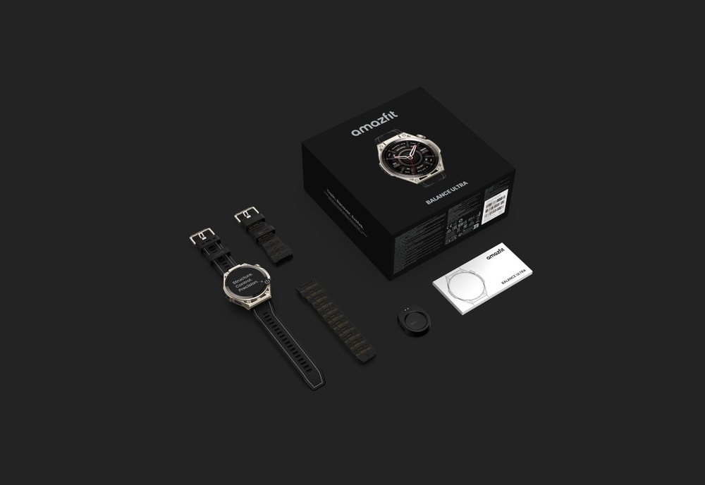 Inteligentné hodinky Amazfit Balance Ultra + silikónový remienok Titanium Chytré hodinky Amazfit, silikónový remienok a krabička