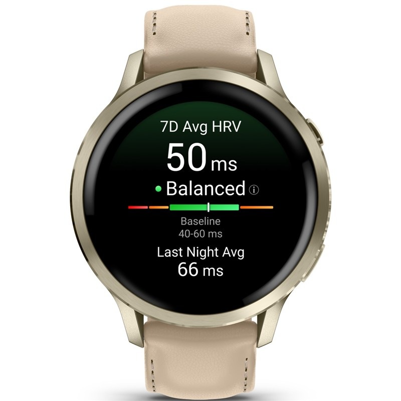 Garmin Venu 4 (41mm), Beige/Lunar Gold + Leather