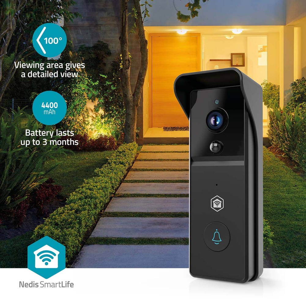 Videozvonček Nedis SmartLife WIFICDP21BK čierny Videozvonček Nedis SmartLife WIFICDP21BK s nastaviteľnou zónou detekcie
