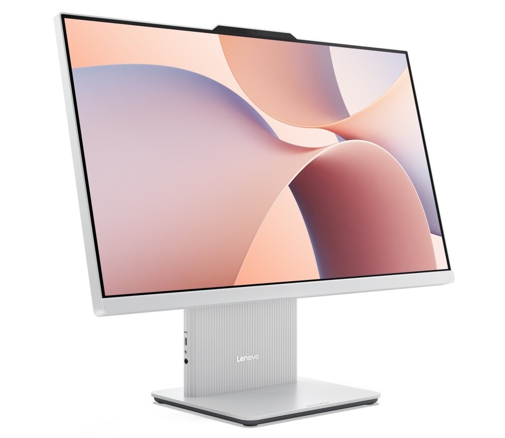 Zapnutý počítač Len In One Lenovo IdeaCentre 24ARR9 23.8" otočený doprava