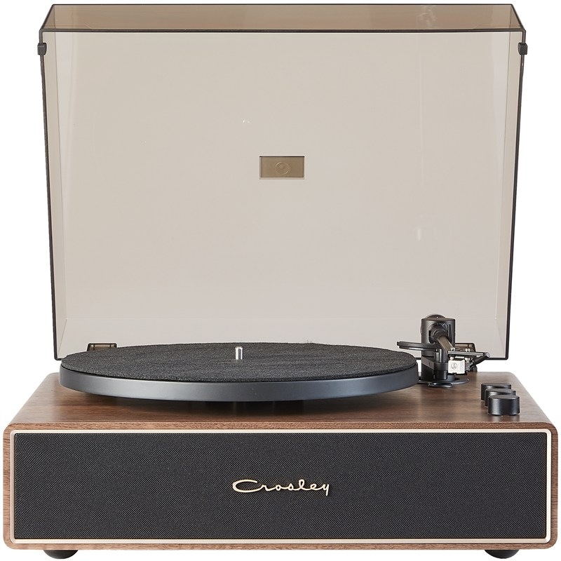 Kompaktný gramofón Crosley Stave pre rôzne veľkosti dosiek, hnedá farba