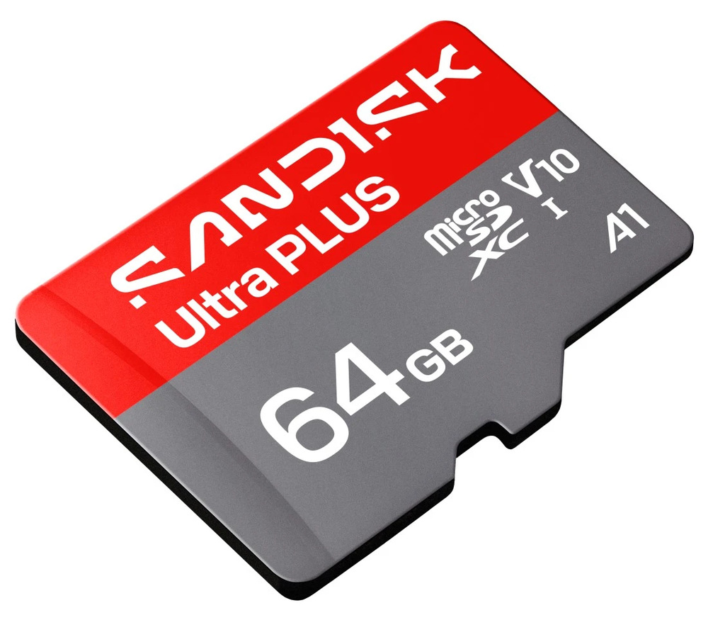Pamäťová karta SANDISK Micro SDXC Ultra Plus 64GB UHS-I U1 (150R) + SD apaptér Pamäťová karta SanDisk Ultra Plus microSDXC 64 GB s podporou UHS-I a výkonovou triedou A1