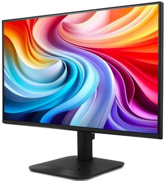 Monitor Acer KA242Y P6 čierny Monitor Acer KA242Y P6 23,8" v ľavom prednom pohľade s tenkými rámčekmi ZeroFrame Pro