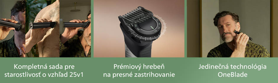 Zastrihávač multifunkčný Philips Series 9000 MG9690/30 + Philips OneBlade na tvár čierny Muž, ktorý si upravuje fúzy pomocou multifunkčného zastrihávača Philips MG9690/30 Series 9000 + Philips OneBlade na tvár