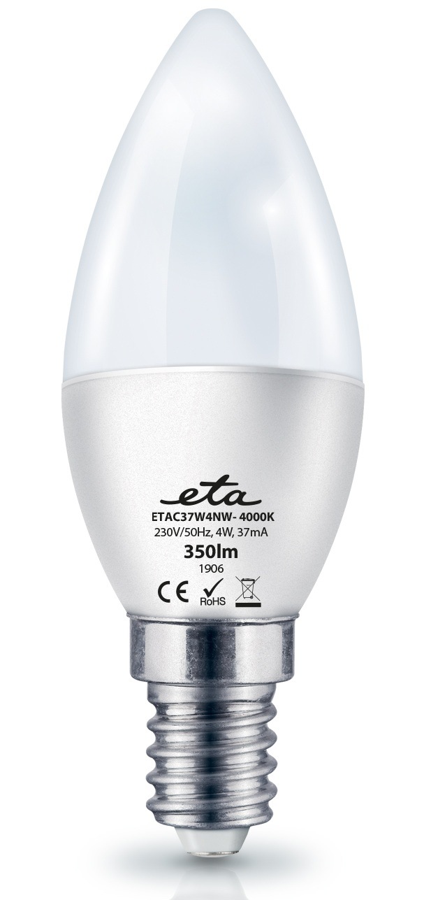LED žiarovka ETA EKO LEDka sviečka 4W, E14, neutrálna biela LED žiarovka ETA