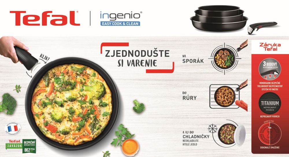 Sada panvíc Tefal Ingenio Easy Cook & Clean L1539143, 3 ks Sada panvíc Tefal Ingenio Easy Cook & Clean L1539143, 3 ks
