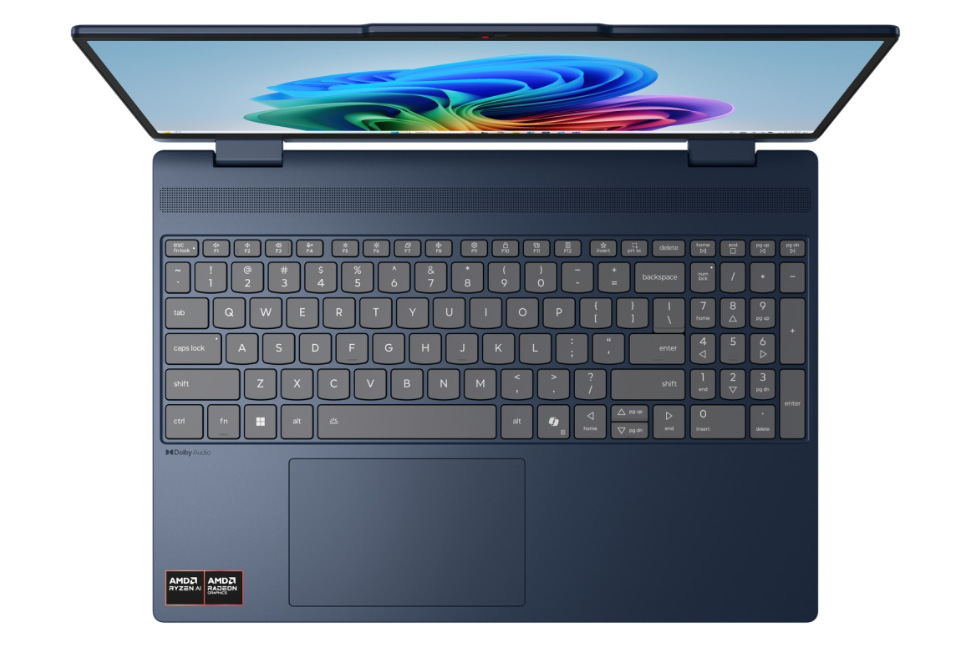Notebook Lenovo IdeaPad 5 2-in-1 15AGP11 modrý Pohľad zhora na klávesnici notebooku Lenovo IdeaPad 5 15AGP11