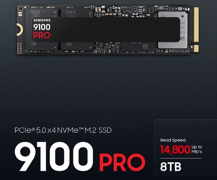 SSD Samsung 9100 PRO 8 TB PCIe 5.0 NVMe čierny Samsung 9100 PRO 8 TB na čiernom pozadí
