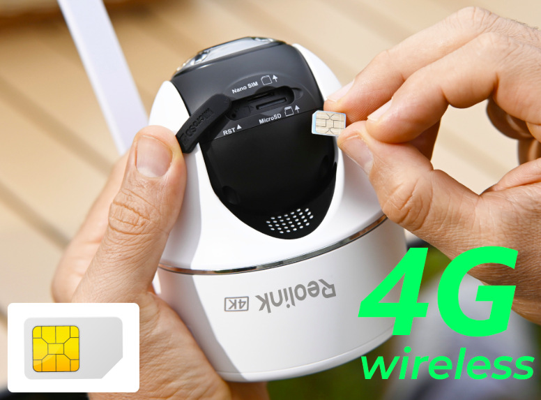 IP kamera Reolink Go Series G440 batériová 4G biela Detail slotu pre Nano SIM a microSD kartu na IP kamere Reolink Go Series G440 4G