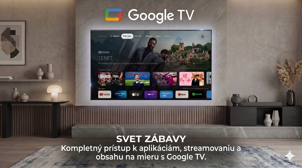 Televízor Haier H75S90GUX Televízor Haier v obývačke s domovskou obrazovkou google tv