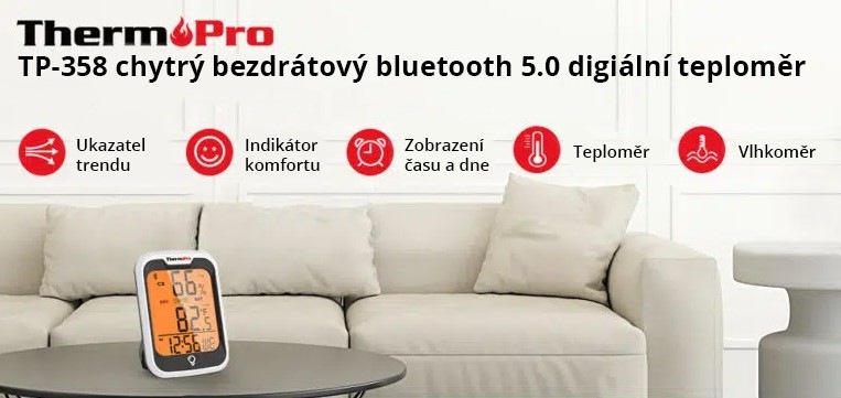 Teplomer ThermoPro TP-358 BT biely ThermoPro TP358, BT