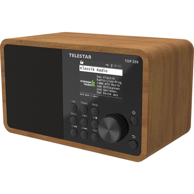 Internetové rádio s DAB+ Telestar TOP 200, čierna/hnedá farba