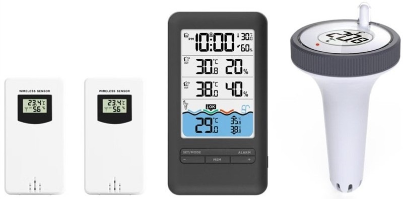 Sada IMMAX NEO LITE Smart teplotný snímač do bazéna + 2× čidlo teploty a vlhkosti - čierna / biela