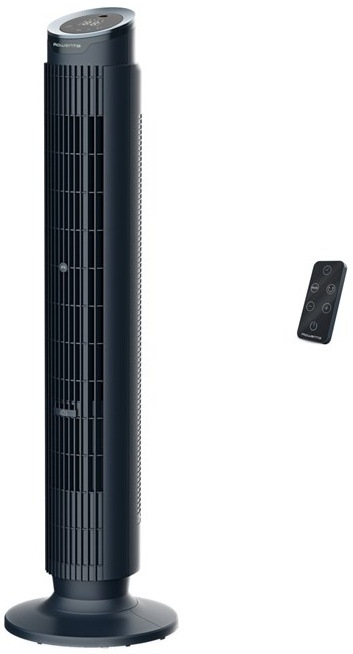 Stojací vežový ventilátor Rowenta VU7050 s diaľkovým ovládačom.