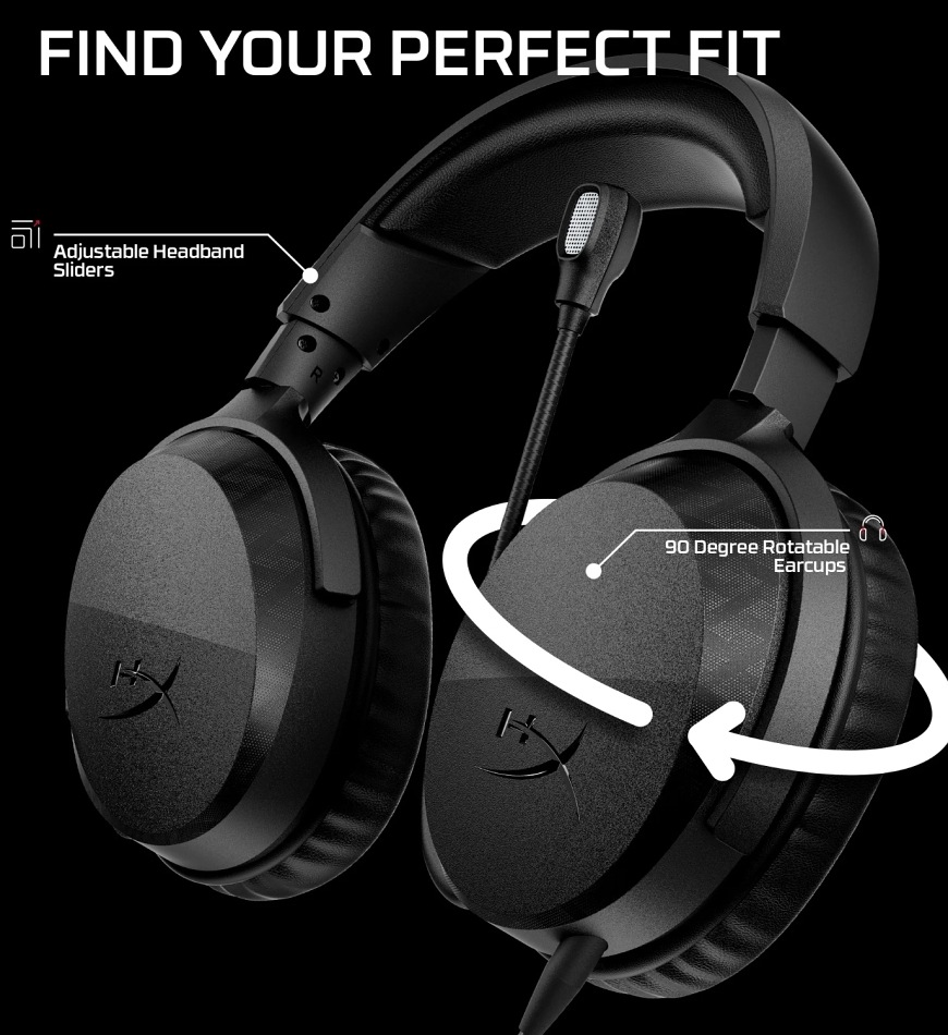 Headset HyperX CloudX Stinger 3 Wired for Xbox čierny Nastaviteľný hlavový most a otočné náušníky až o 90 ° pre pohodlné usadenie pri hraní