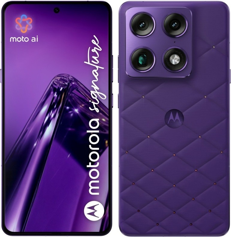 Smartphone Motorola Signature 5G v dizajnovom prevedení Crystals by Swarovski, fialová farba