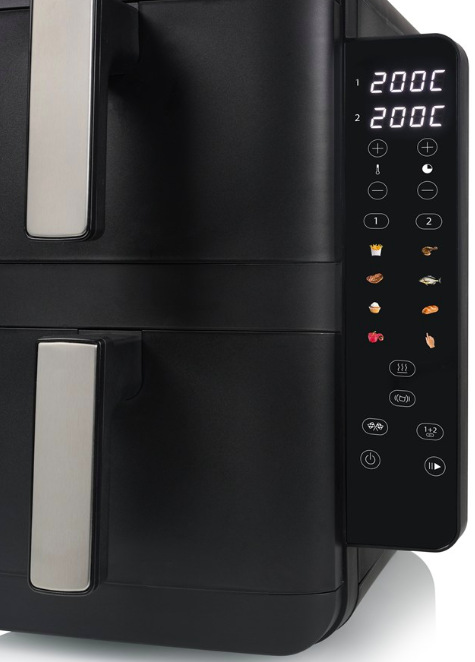 Fritéza teplovzdušná Tristar FR-9074 čierna Detail digitálneho LED panelu teplovzdušnej fritézy Tristar FR-9074 s programami