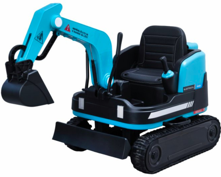 Detský elektrický bager BLUETOUCH modrý s pásmi a otočnou kabínou