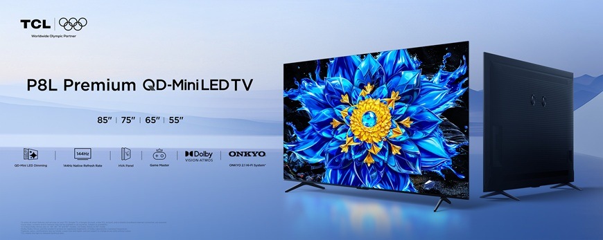 Televízia TCL 65P8L s QD-Mini LED technológiou, ktorá prináša vysoký jas, hlboký kontrast a živé farby pre špičkový obraz.