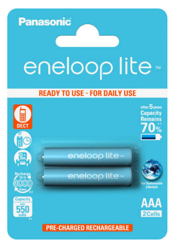 Batéria nabíjacia Panasonic Eneloop Lite AAA, HR03, 550mAh, Ni-MH, blister 2ks