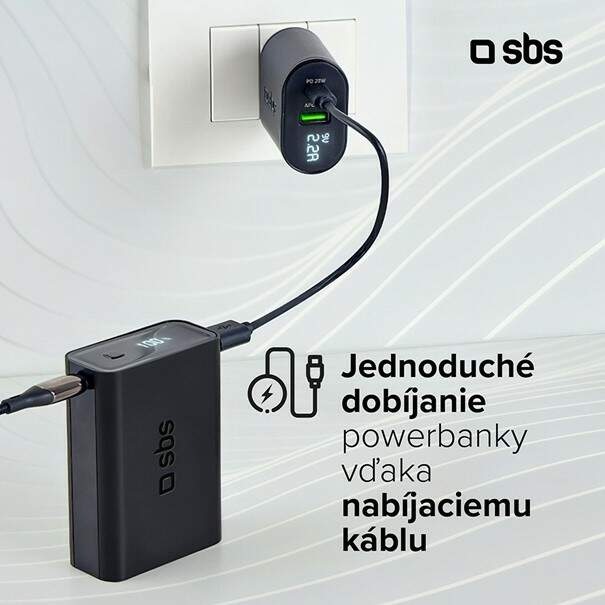 Powerbank SBS Slim 2x USB-A/2x USB-C, PD, 100 W, 20000 mAh čierna Powerbank SBS Slim 2x USB-A/2x USB-C, PD, 100 W, 20000 mAh čierna