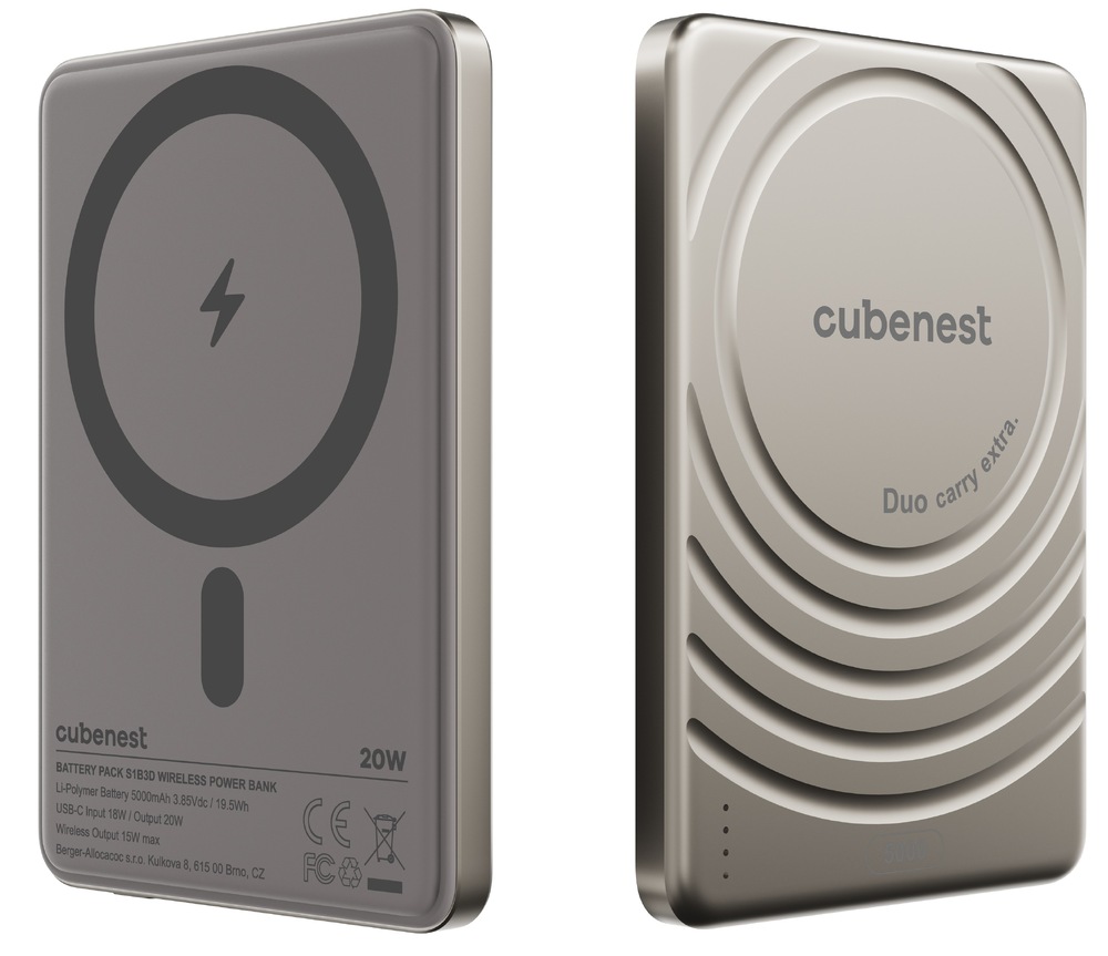 Powerbank Cubenest SlimDual MagSafe 5000 mAh titánová farba „Powerbank