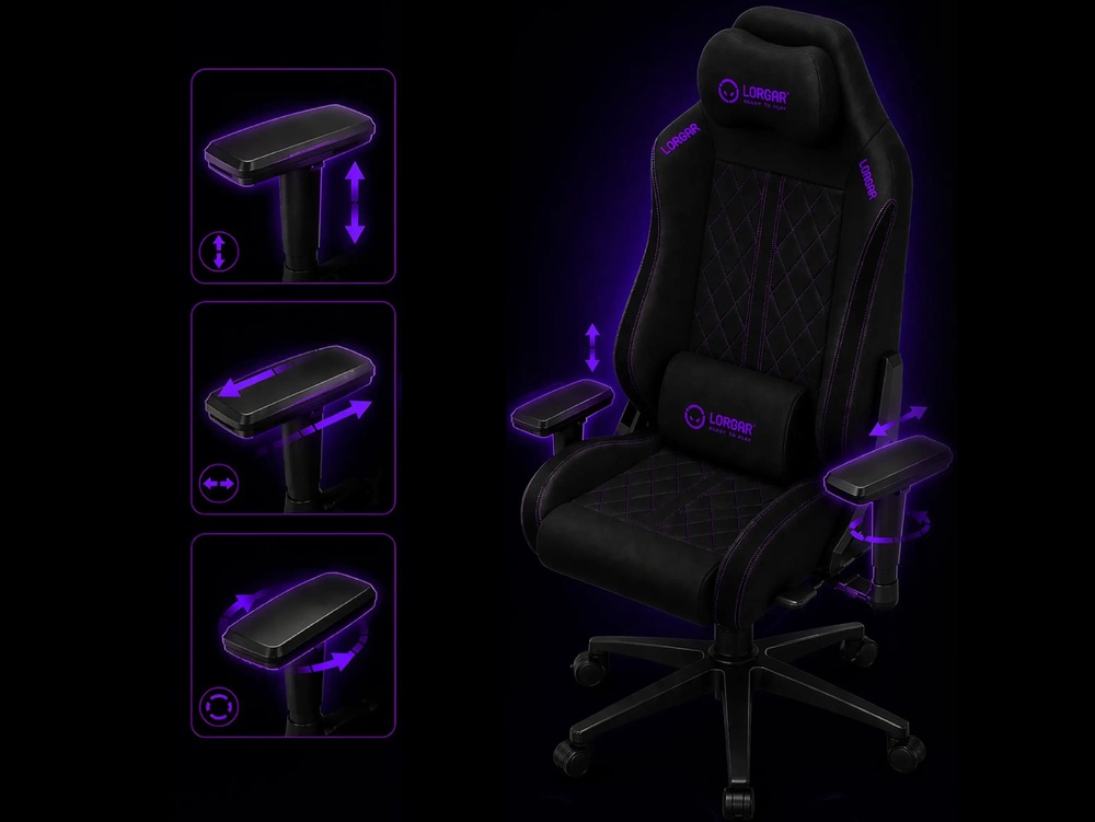 3D podrúčky hernej stoličky Lorgar Pro CHA41 sú nastaviteľné v troch smeroch, čím prispieva k väčšiemu komfortu pri používaní.