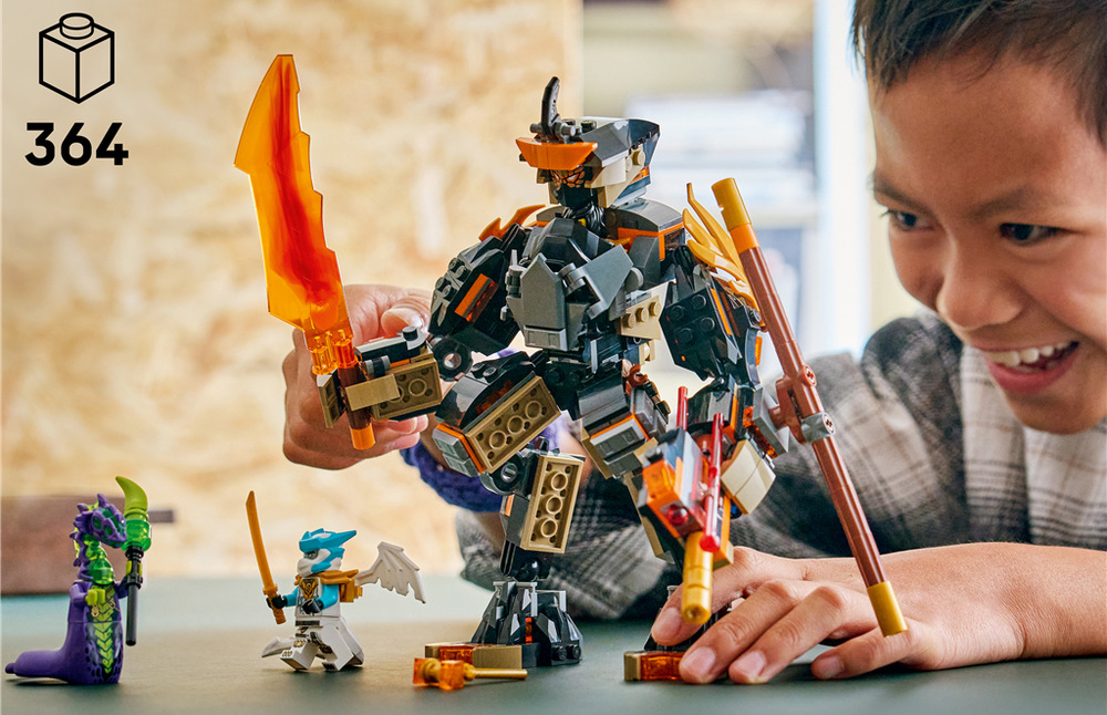 Stavebnica LEGO® NINJAGO® 71854 Coleův expediční robot a dračí Zane Pohyblivý Coleov robot ponúka množstvo nastaviteľných častí, kokpit, batoh so zbraňami a výšku cez 19 cm.