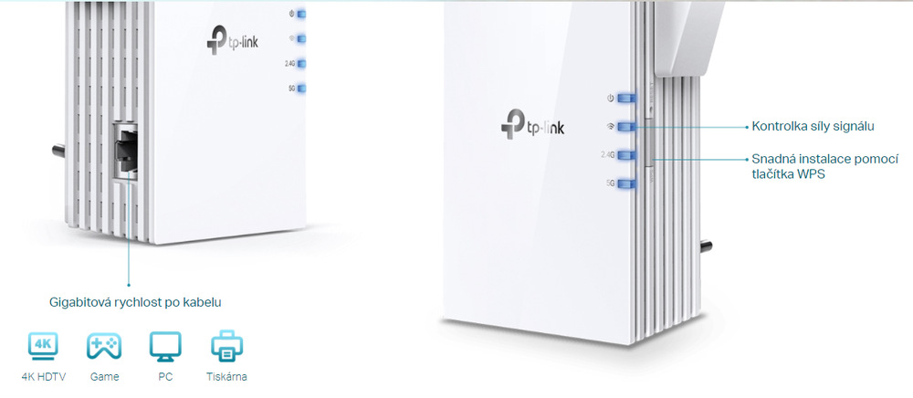 Wi-Fi extender TP-Link RE605X biely Wi-Fi extender TP-Link RE605X biely