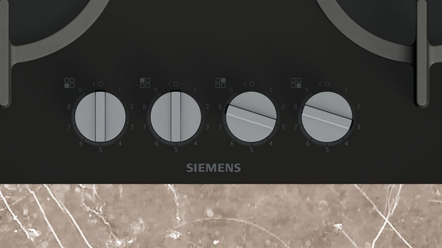 Plynová varná platňa Siemens iQ500 EP6A6HI10 čierna Ovládacie gombíky varnej dosky plynové Siemens EP6A6HI10