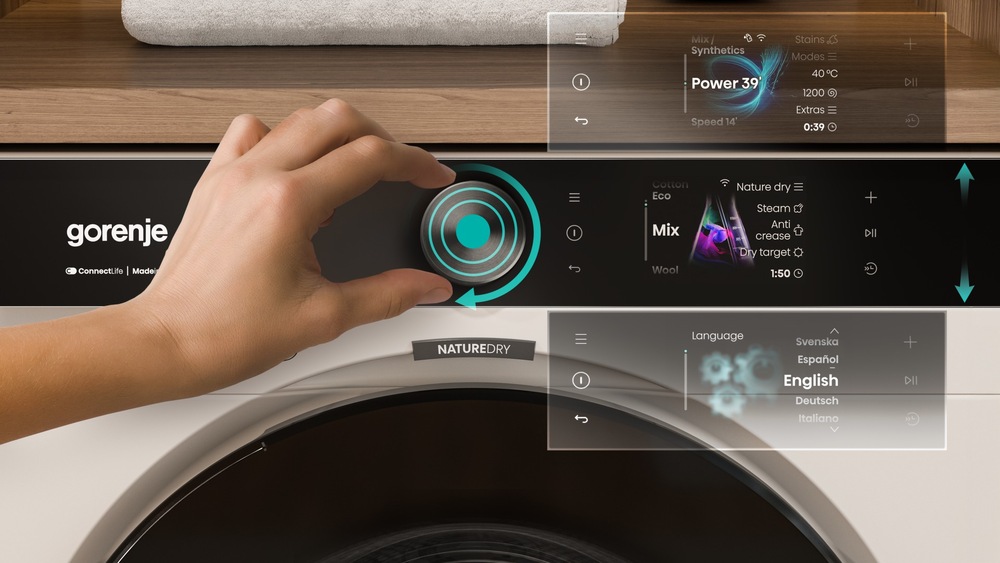 Sušička bielizne Gorenje G800 DG89BP CompleteDry biela detail ovládacieho panela sušičky Gorenje DG89BP