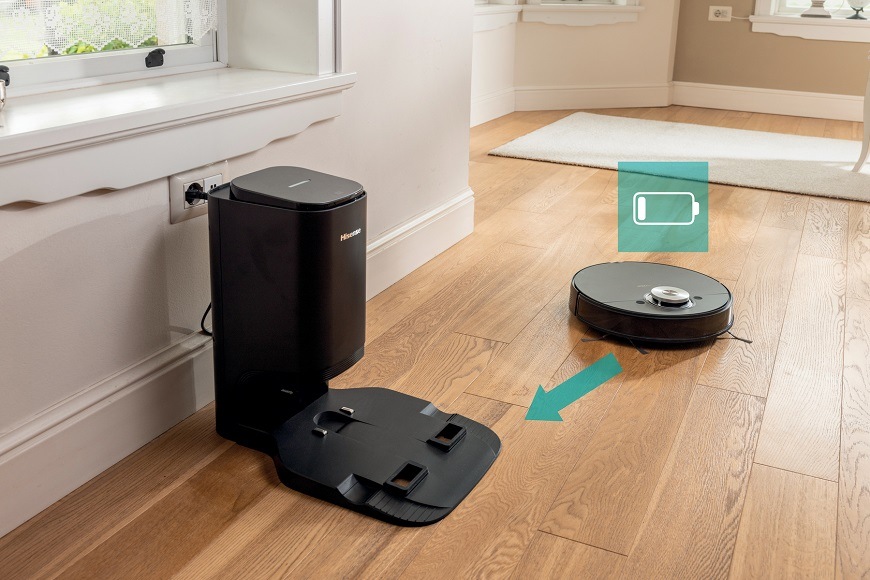 Robotický vysávač Hisense RVCLS144AB, čierny, Automatický návrat do stanice