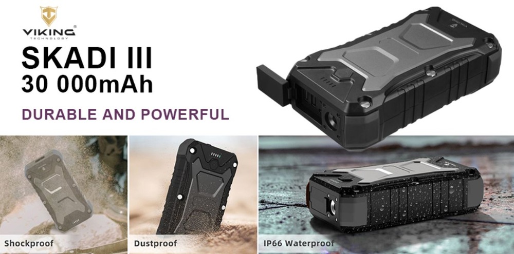 Powerbank Viking SKADI III, 30000 mAh, bezdrôtové nabíjanie čierny