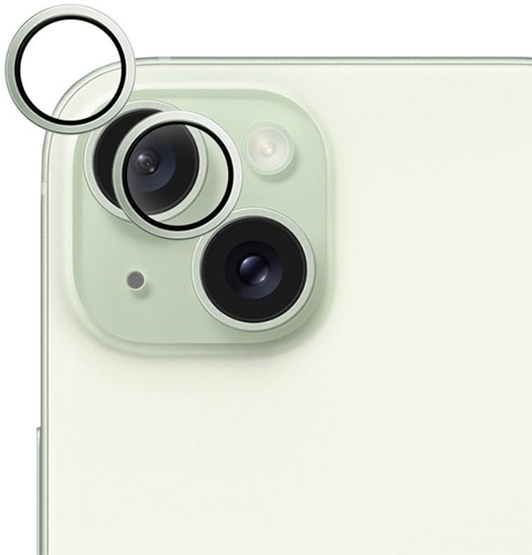 Ochranné sklo šošovky fotoaparátu Epico Aluminium Lens Protector na Apple iPhone 15/15 Plus zelené