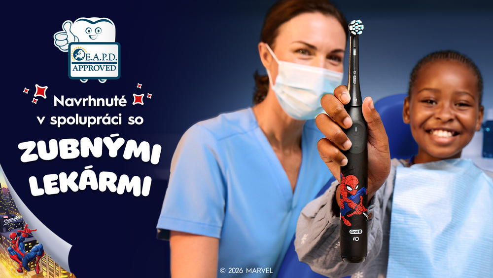 Zubná kefka Oral-B iO Kids 6+ Spiderman + cestovné puzdro čierna BRAIOKIDSSPIDERPB, Dieťa si čistí zuby kefkou Oral-B iO Kids, ktorá pomáha vyčistiť aj ťažko dostupné miesta, kde sa tvoria kazy.
