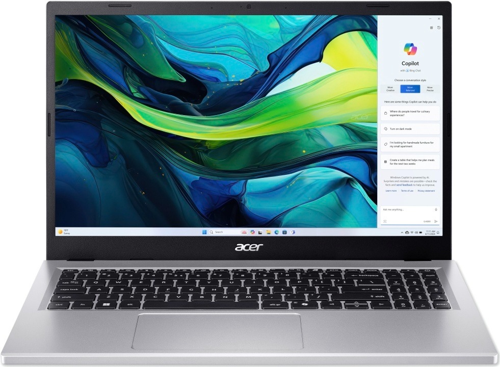 Notebook Acer Aspire Go 15 (AG15-72P-5625) strieborný Otvorený notebook Aspire Go 15 s priestranným displejom a vynikajúcou farebnosťou