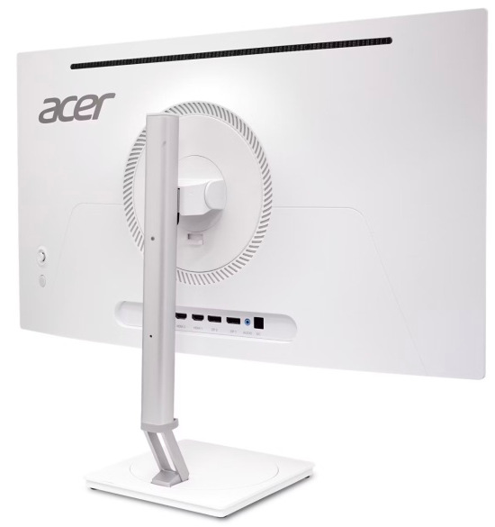 Zadný pohľad na monitor Acer CE270U X 26,5" s ergonomickým stojanom a portami