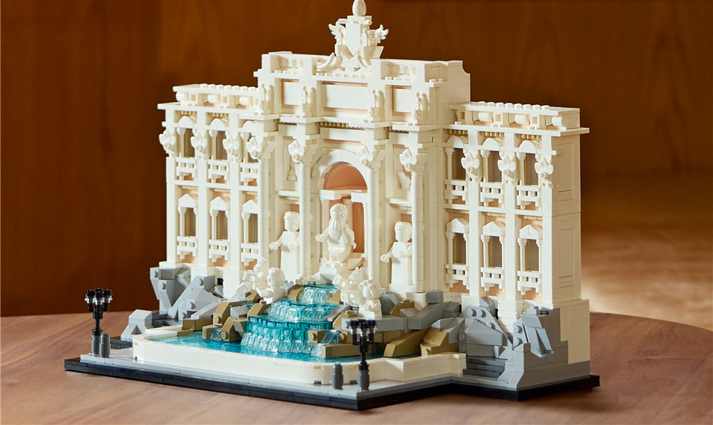 Stavebnica LEGO® Architecture 21062 Fontána di Trevi Prepracované sochy, morské kone, lampy a ďalšie detaily pripomínajú skutočnú podobu slávnej rímskej pamiatky