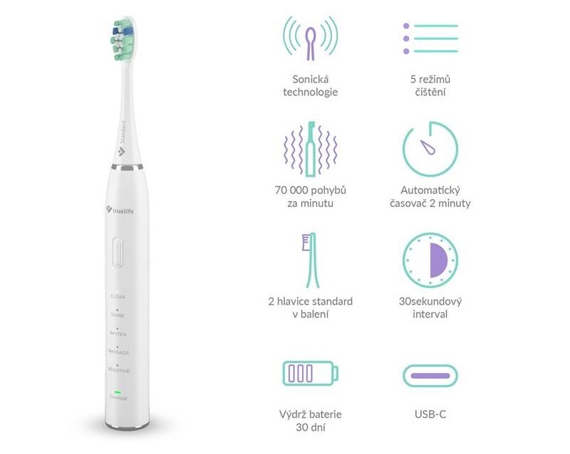 Zubná kefka TrueLife SonicBrush Clean30 White Zubná kefka TrueLife SonicBrush Clean30 White