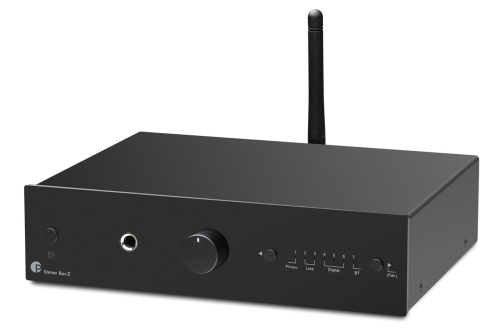 Zosilňovač Pro-Ject STEREO BOX E čierny Zosilňovač Pro-Ject STEREO BOX E priamy pohľad