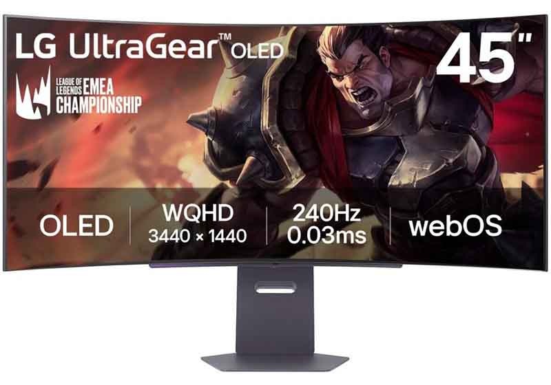 Monitor LG UltraGear 45GX90SA-B v čiernej farbe.