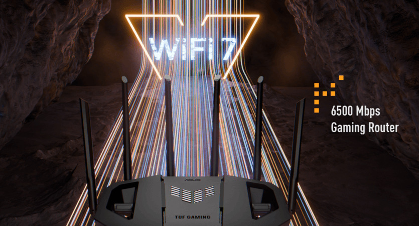 Router Asus TUF-BE6500 (BE6500) WiFi 7 Extendable Gaming, AiMesh čierny Asus TUF-BE6500 podporuje rýchle pripojenie Wi-Fi 7″ width=