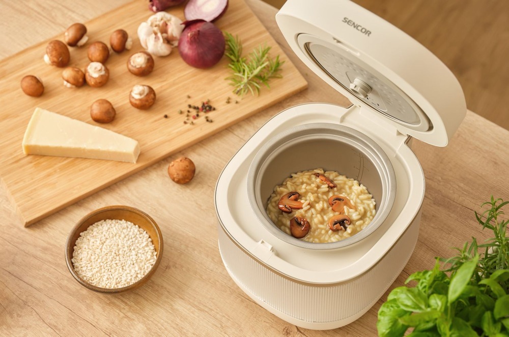 Ryžovar Sencor SRM 2000WH Low Carb Varenie ryže s hubami v ryžovare Sencor SRM 2000WH Low Carb