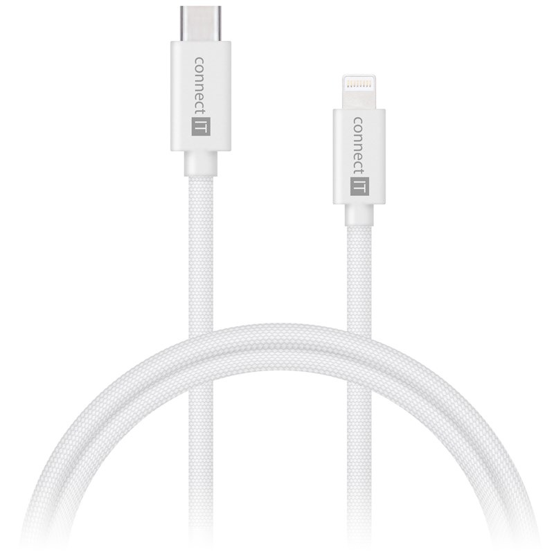 Kábel Connect IT Wirez USB-C/Lightning, 27 W, 1 m biely