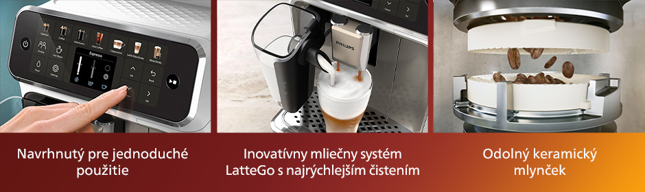 Automatický kávovar Philips Series 4400 LatteGo EP4443/70 strieborné/biele