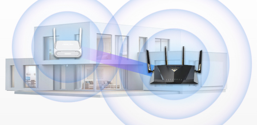 Router Asus RT-BE58 GO, WiFi 7, AiMesh biely Asus RT-BE58 GO podporuje aj technológiu AiMesh