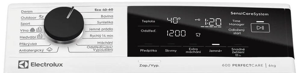 Práčka Electrolux Série 600 EW6T326C biela Ovládací panel práčky Electrolux EW6T5326C radu 600 SensiCare