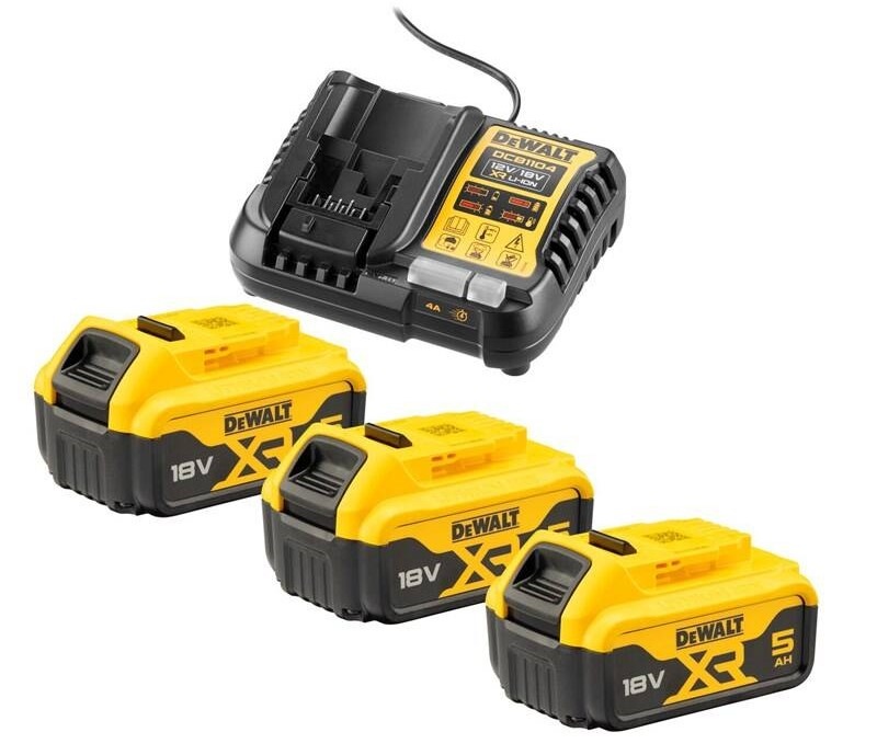 Set batérie a nabíjačky Dewalt XR DCB1104P3