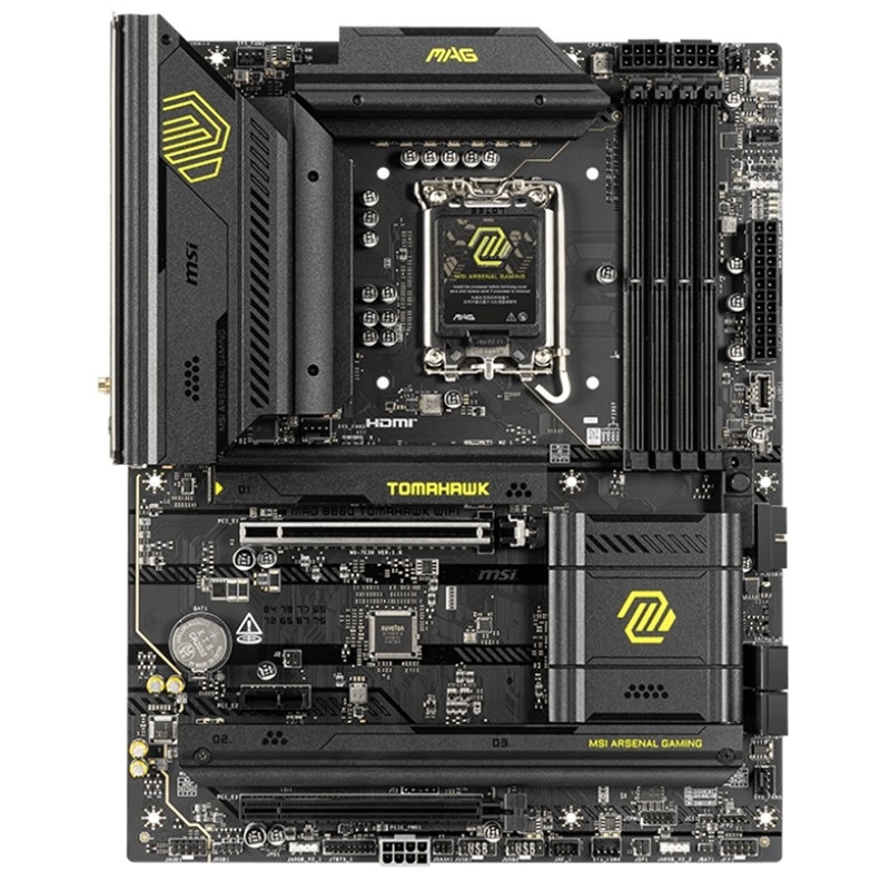 Základná doska MSI MAG B860 TOMAHAWK WIFI Základná doska MSI B860 GAMING PLUS WIFI v čiernej a striebornej farbe.