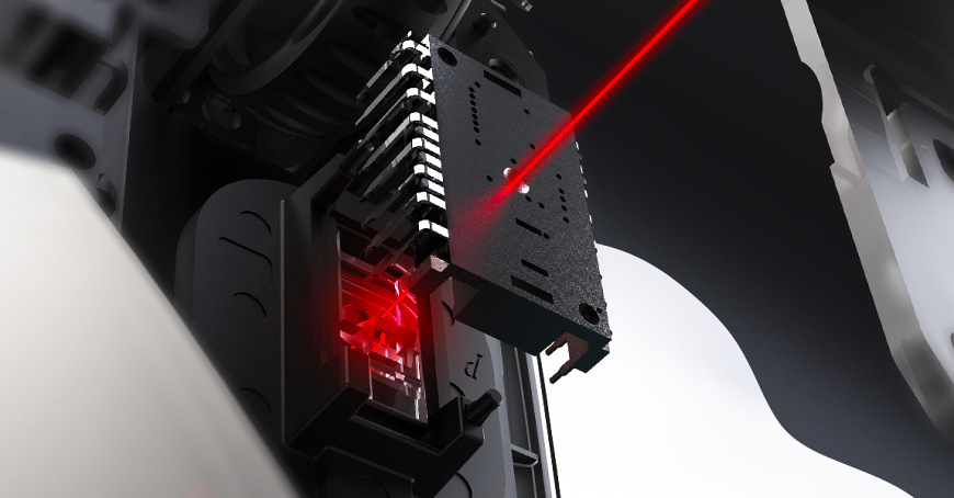 Priehľadová vizualizácia senzora vo vnútri myši HATOR Quasar 3S Ultima 8K Wireless